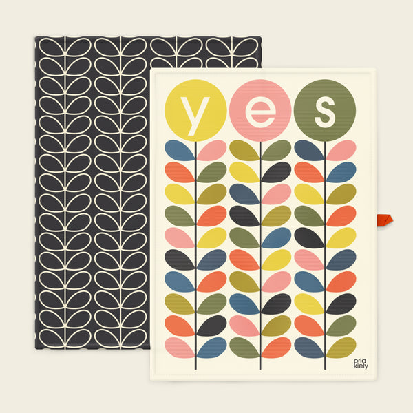 Set of 2 Tea Towels - Yes/ Linear Stem