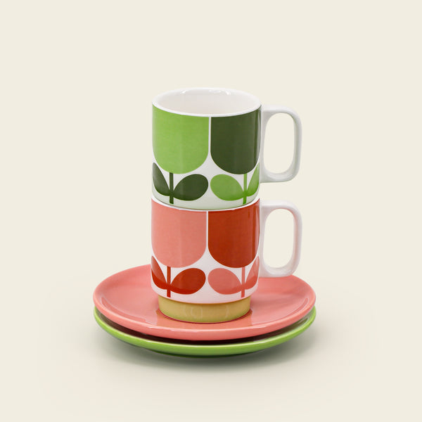 Espresso & Saucer Set - Block Flower