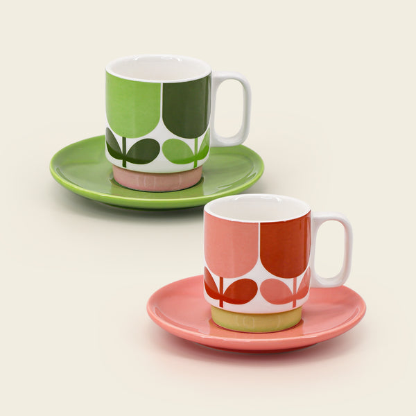 Espresso & Saucer Set - Block Flower