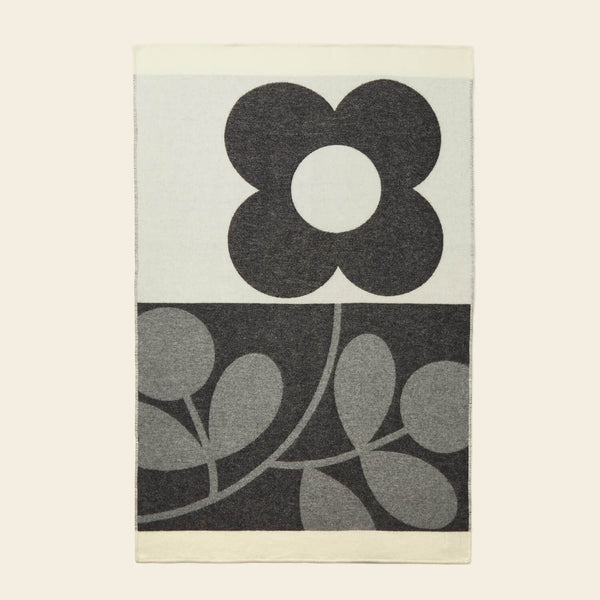 Wool Jacquard Blanket in Stem Sprig Monochrome by Orla Kiely