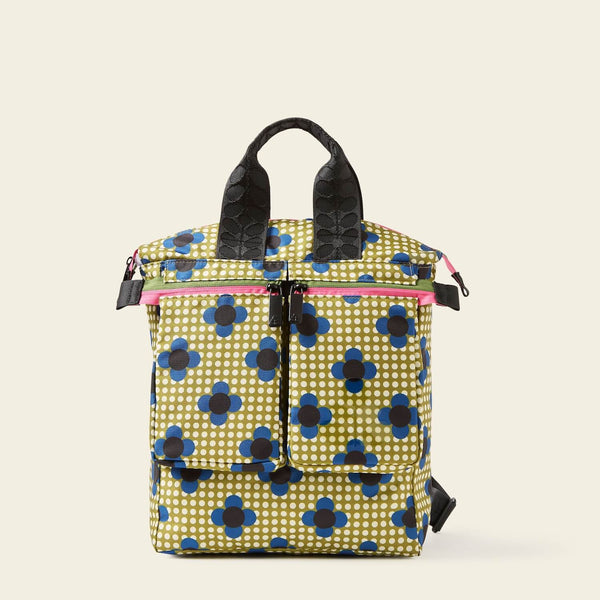 Axis Medium Backpack in Flower Polka Dot Olive by Orla Kiely