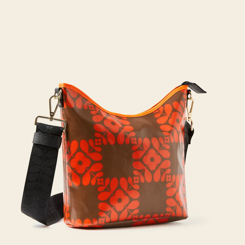 Cross Carry Crossbody - Lattice Flower Tile Conker