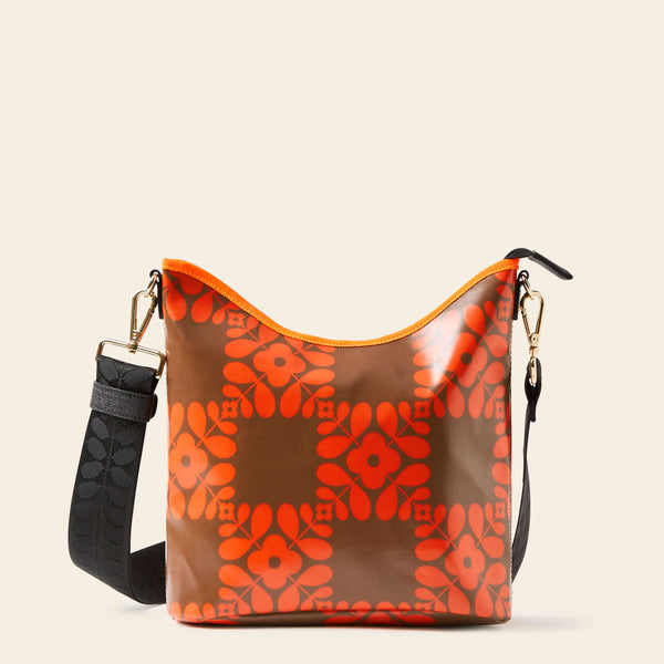 Cross Carry Crossbody bag in Lattice Flower Tile Conker by Orla Kiely