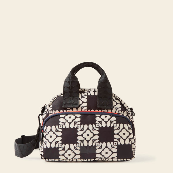 Radial Handbag in Lattice Flower Tile Onyx by Orla Kiely