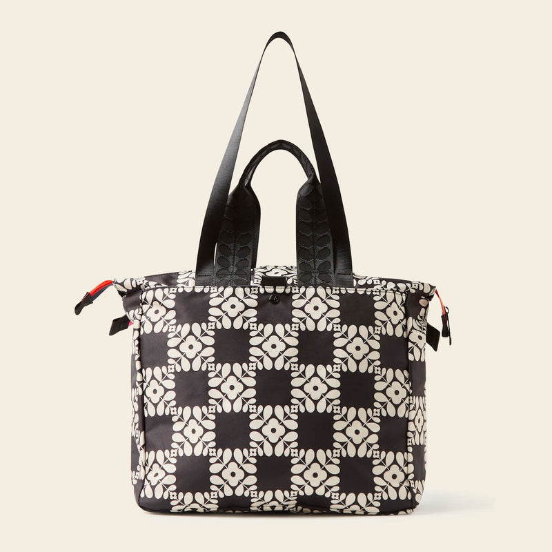 Axis Tote Bag in Lattice Flower Tile Onyx by Orla Kiely