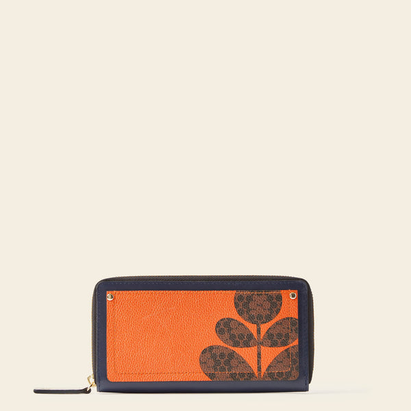 Forget Me Not Wallet in Navy Puzzle Flower pattern by Orla Kiely