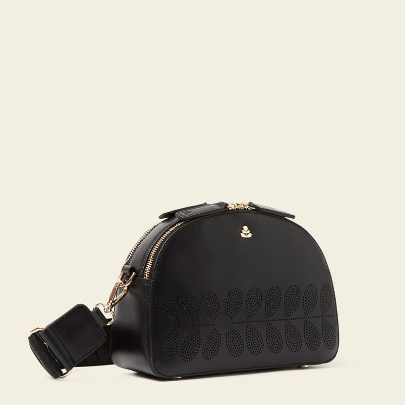 Luna Crossbody Bag in Black Punched Flower by Orla Kiely