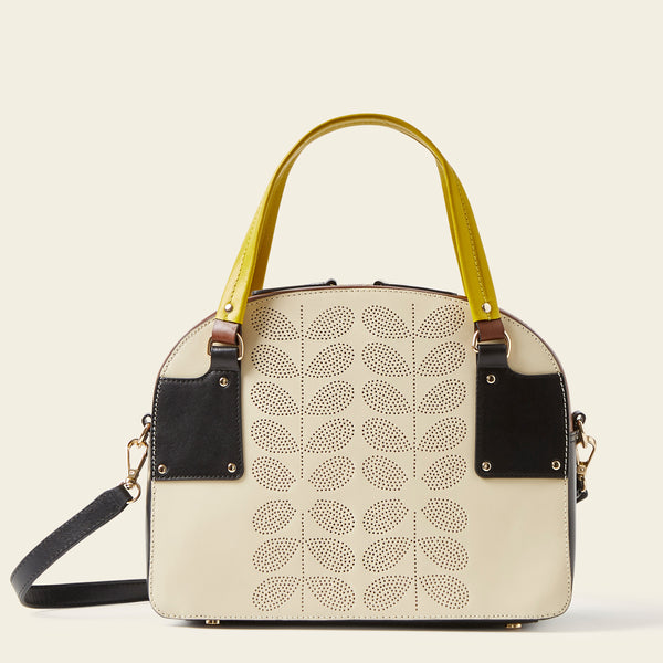 Luna Bowling Bag in Cream Punched Flower by Orla Kiely