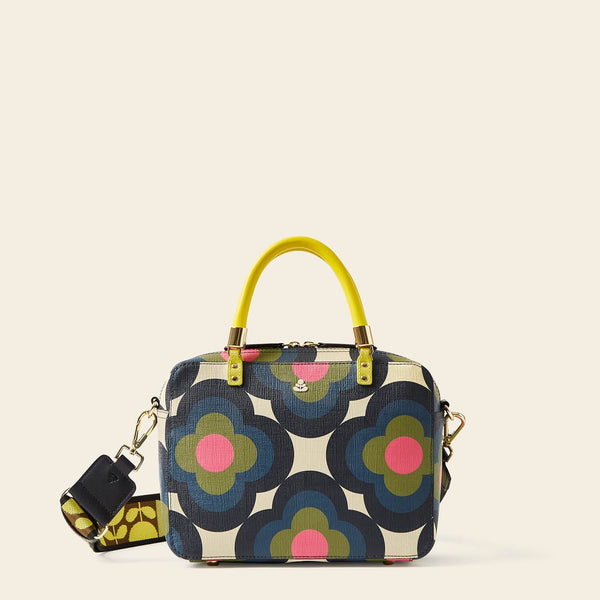 Block Medium Handbag in Radial Flower Rockpool pattern by Orla Kiely