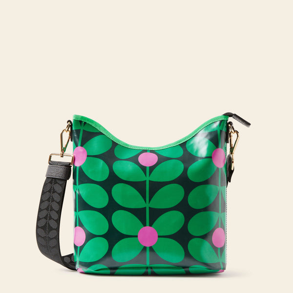 Cross Carry Crossbody bag in Sixties Stem Emerald green by Orla Kiely