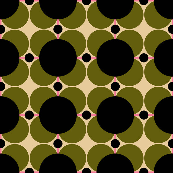 Atomic Flower Khaki Wallpaper - Sample