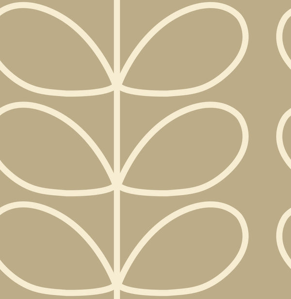 Giant Linear Stem Stone Wallpaper in Beige Artwork by Orla Kiely