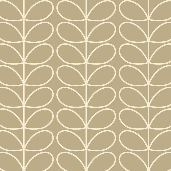 Linear Stem Stone Wallpaper in Beige Artwork by Orla Kiely