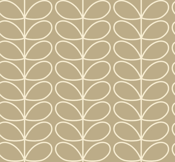 Linear Stem Stone Wallpaper in Beige Artwork by Orla Kiely