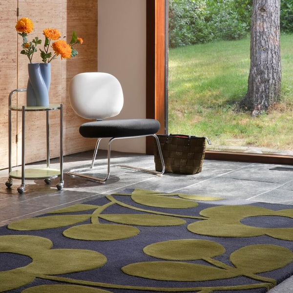 Sprig Stem Rug in Marine by Orla Kiely