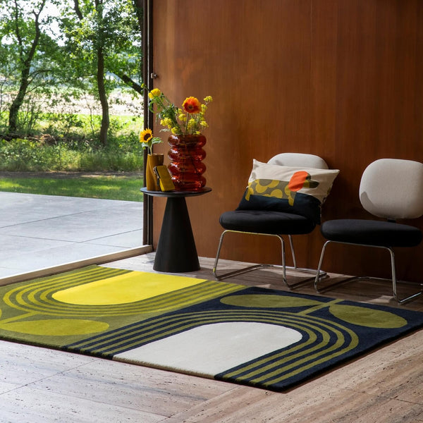 Striped Tulip Seagrass Green Rug by Orla Kiely