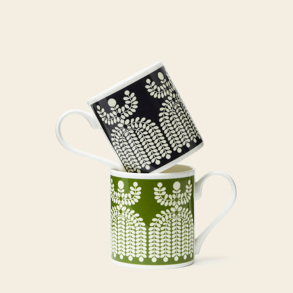 Mug Set of 2 - Folk Girl Green/Navy