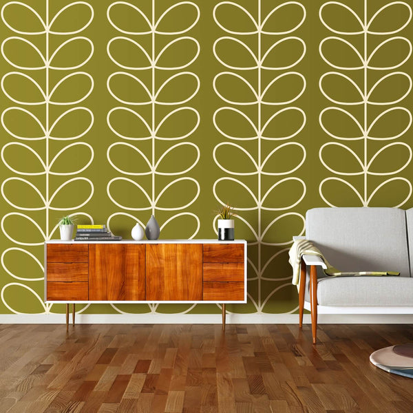 Giant Linear Stem Seagrass Wallpaper in Green by Orla Kiely