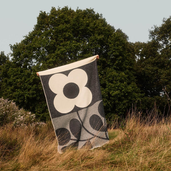 Wool Jacquard Blanket in Stem Sprig Monochrome by Orla Kiely